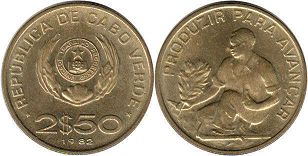монета Кабо-Верде 2,5 эскудо 1982