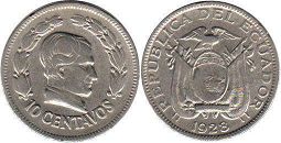 монета Эквадор 10 сентаво 1928