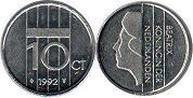 монета Нидерланды Нидерланды 10 центов 1992