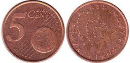 монета Словения 5 евро центов 2007