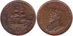монета Южная Африка 1/2 пенни 1935