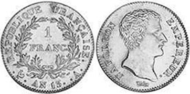 монета Франция 1 франк 1805