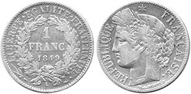 монета Франция 1 франк 1949