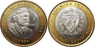 монета Куба 5 песо 1999