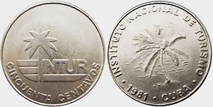 монета Куба 50 сентаво 1981