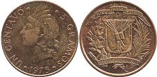 монета Доминиканская Республика 1 сентаво 1975