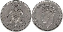 монета Фиджи 6 пенсов 1937
