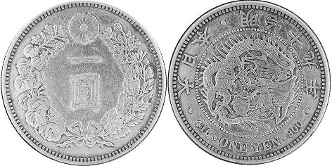 монета Япония 1 йена 1886