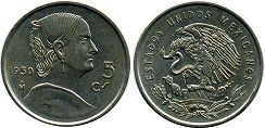 монета Мексика 5 сентаво 1950