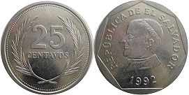 монета Сальвадор 10 сентаво 1992