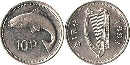 монета Ирландия 10 пенсов 1993