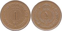 монета Иордания 1 фил 1949