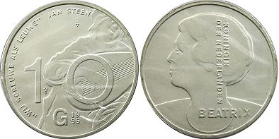 монета Нидерланды 10 гульденов 1996