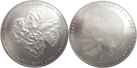 монета Нидерланды 50 гульденов 1990