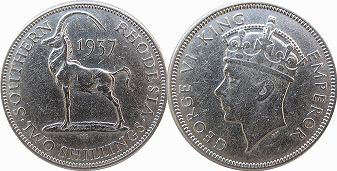 монета Родезия 2 шиллинга 1937
