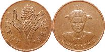 монета Свазиленд 1 цент 1986