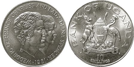 монета Уганда 10 шиллингов 1981