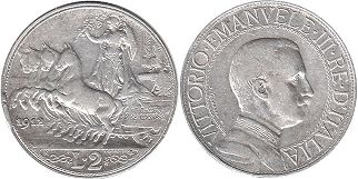 монета Италия 2 лиры 1912