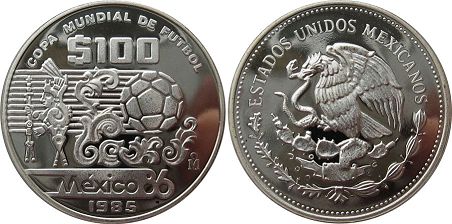 монета Мексика 100 песо 1985