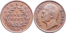 монета Саравак 1/2 цента 1863