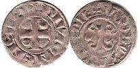 монета Бургундия денье 1218-1272