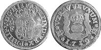монета Мексика 1-2 реал 1739