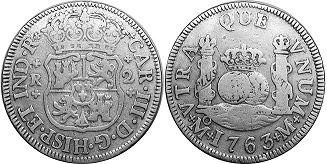 монета Мексика 2 реала 1763