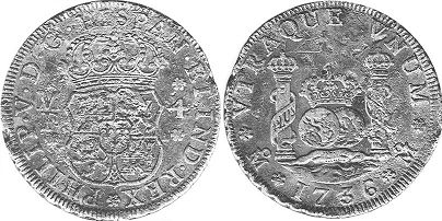 монета Мексика 4 реала 1736