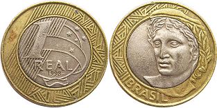 монета Бразилия 1 реал 1998
