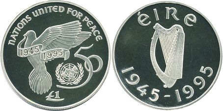 монета Ирландия 1 фунт 1995
