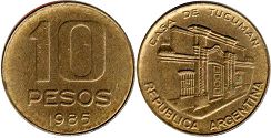 монета Аргентина 10 песо 1985