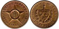 монета Куба 1 сентаво 1943