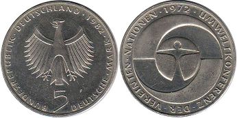 монета Германия ФРГ 5 марок 1982