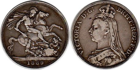 монета Великобритания 1 крона 1889