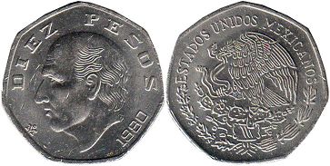 монета Мексика 10 песо 1980