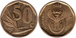 монета ЮАР 50 центов 2005