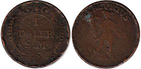монета Швеция 1 далер SM 1718