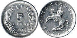 монета Турция 5 лир 1983