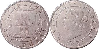 монета Ямайка/2 пенни 1887