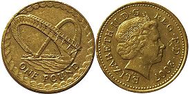 монета Великобритания 1 фунт 2007