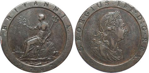 монета Великобритания 2 пенса 1797