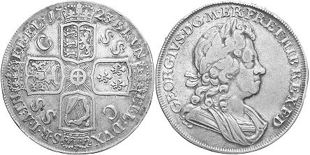 монета Великобритания 1 крона 1723