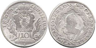 монета Бавария 10 крейцеров 1770