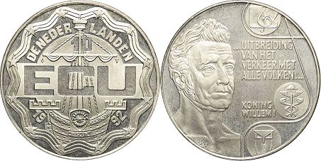 монета Нидерланды 10 экю 1992
