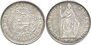 монета Перу 1/2 реала 1858