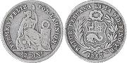 монета Перу 1/2 динеро 1863