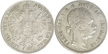 монета Австрийская Империя 1 флорин 1881