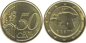 монета Эстония 50 евро центов 2011