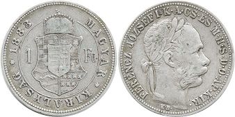монета Венгрия 1 форинт 1883