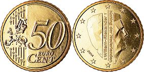 монета Нидерланды 50 евро центов 2014